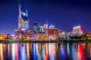 nashville, tennessee, usa downtown skyline on the cumberland river.
